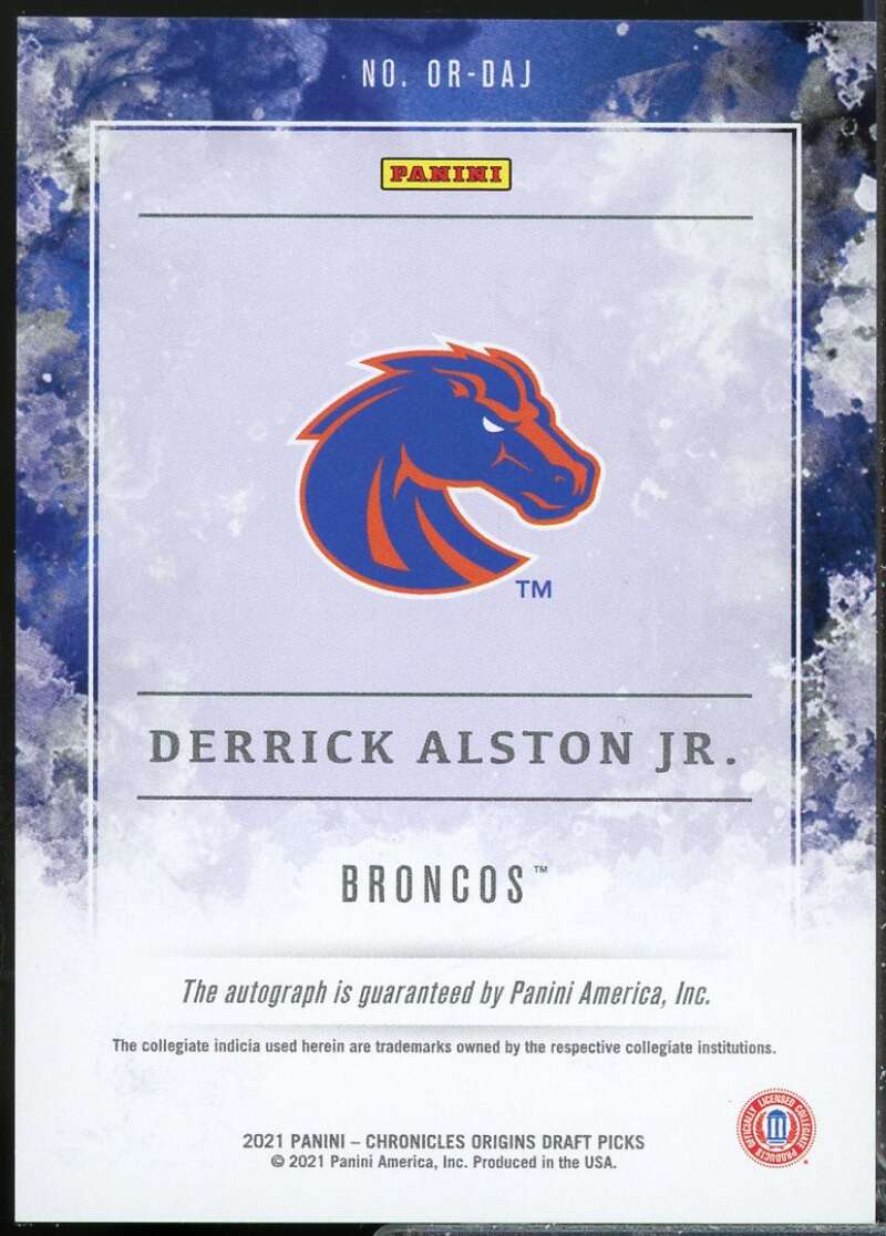 Derrick Alston Jr. 2021-22 Chronicles Draft Origins Rookie Autograph Orange #22  Image 2