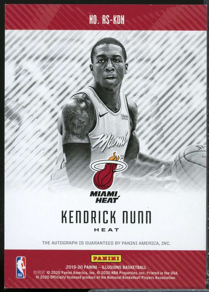 Kendrick Nunn Card 2019-20 Panini Illusions Rookie Signs Autograph #20  Image 2