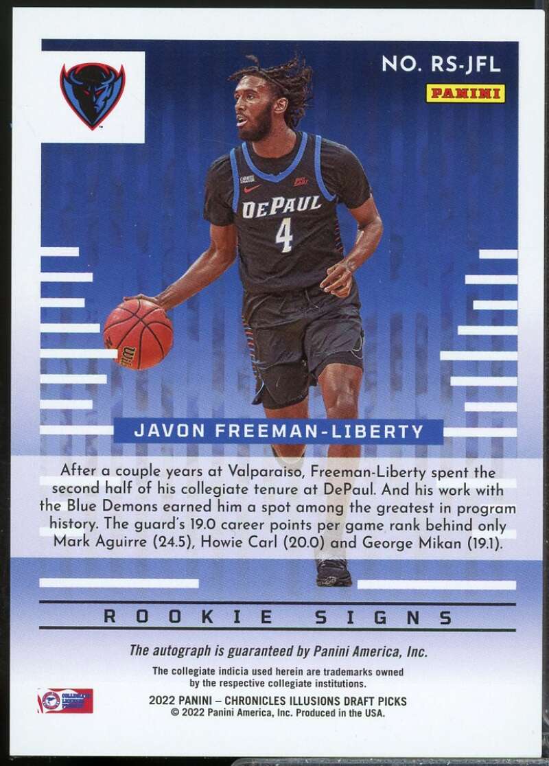 Javon Freeman-Liberty 2022-23 Chronicles Draft Illusions Rookie Signs Auto #16  Image 2