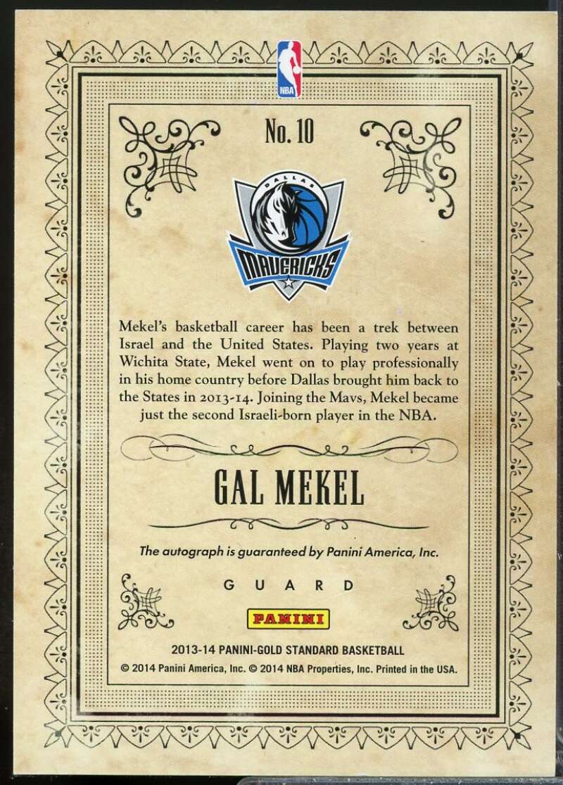 Gal Mekel Rookie /299 2013-14 Panini Gold Standard Gold Strike Autograph #10  Image 2
