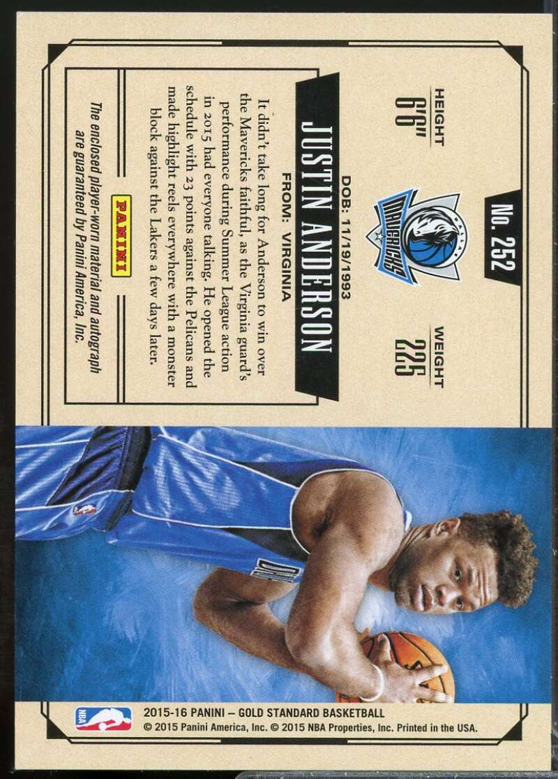 Justin Anderson Rookie /149 2015-16 Panini Gold Standard Jersey Autograph #252  Image 2
