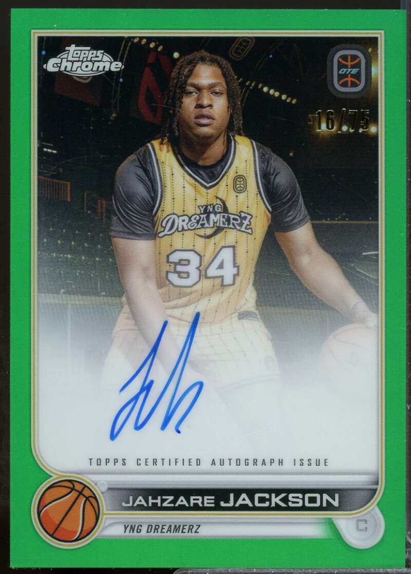 Jahzare Jackson 2022-23 Topps Chrome Overtime Elite Auto Green Refractor #JJ  Image 1