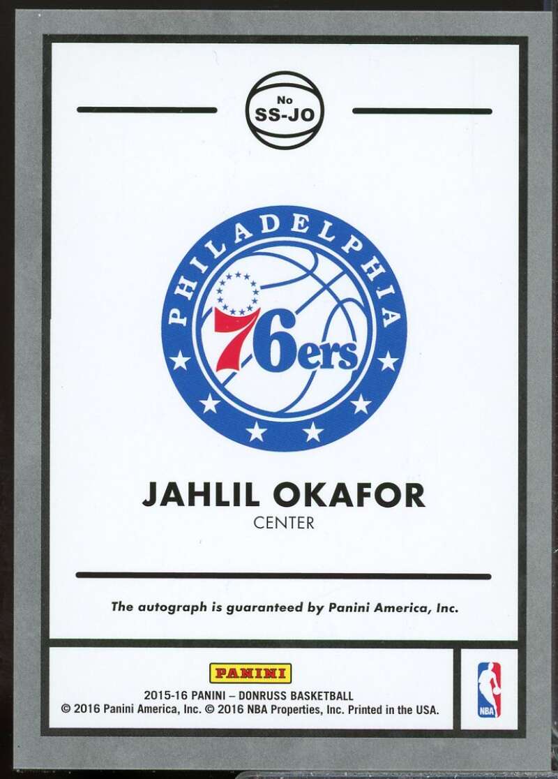 Jahlil Okafor Rookie Card 2015-16 Donruss Signature Series Autograph #9  Image 2