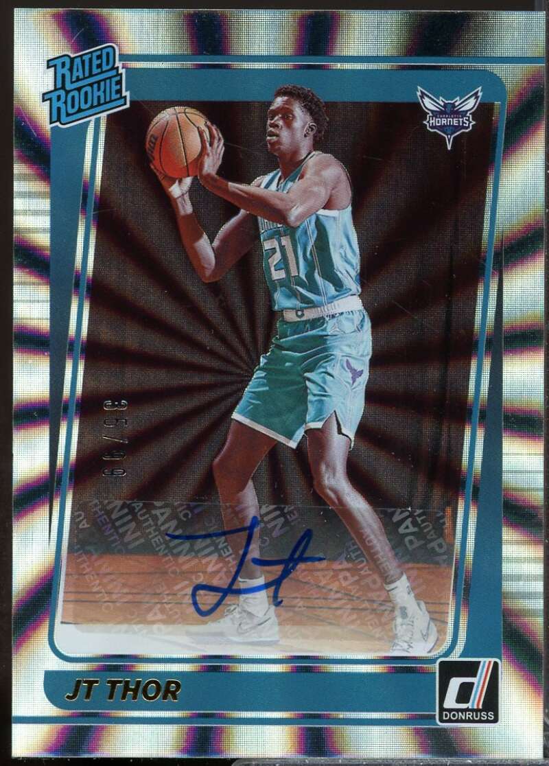 JT Thor Rookie /99 Card 2021-22 Donruss Rated Rookies Autograph Holo Laser #222  Image 1