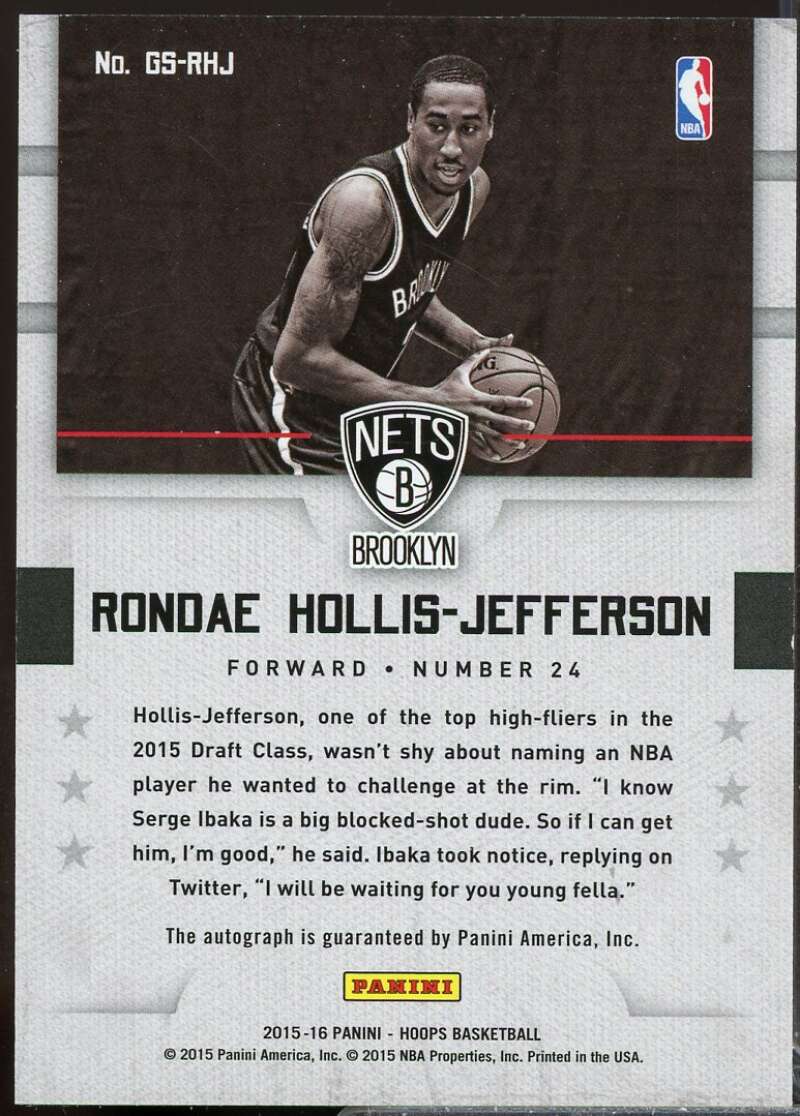 Rondae Hollis-Jefferson Rookie 2015-16 Hoops Great SIGnificance Autograph #81  Image 2