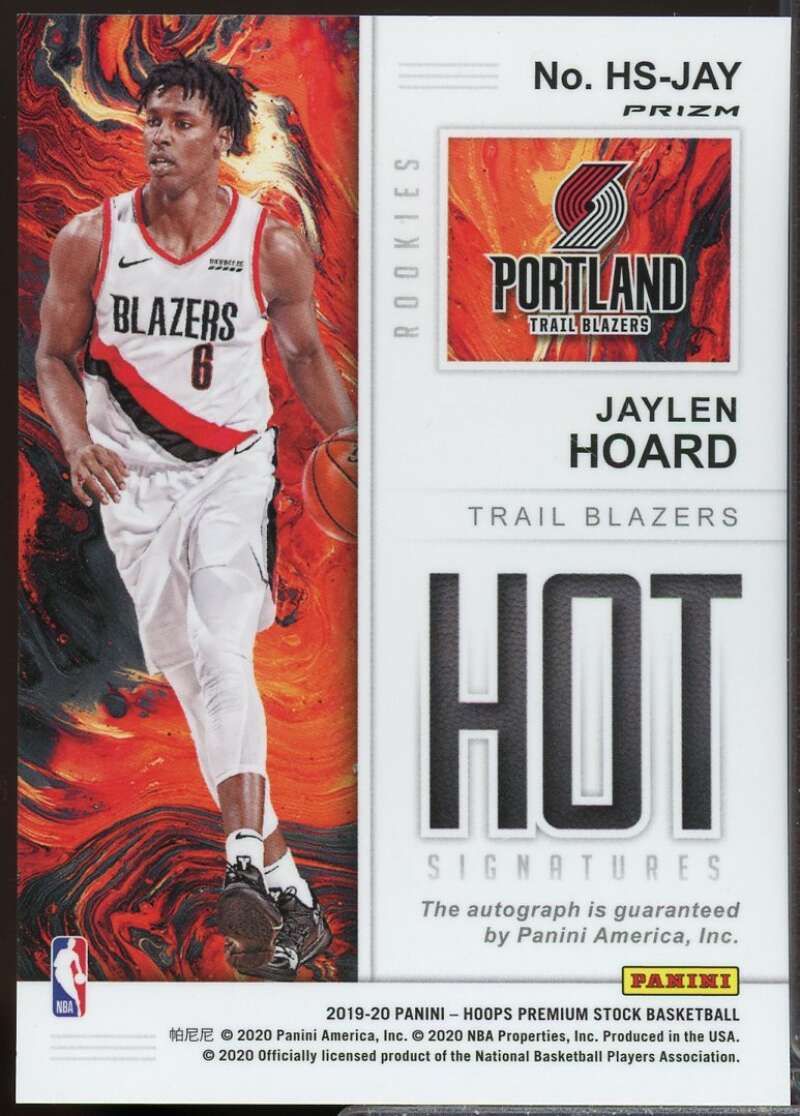 Jaylen Hoard Rookie 2019-20 Hoops Premium Stock Hot Signatures Autograph #3  Image 2