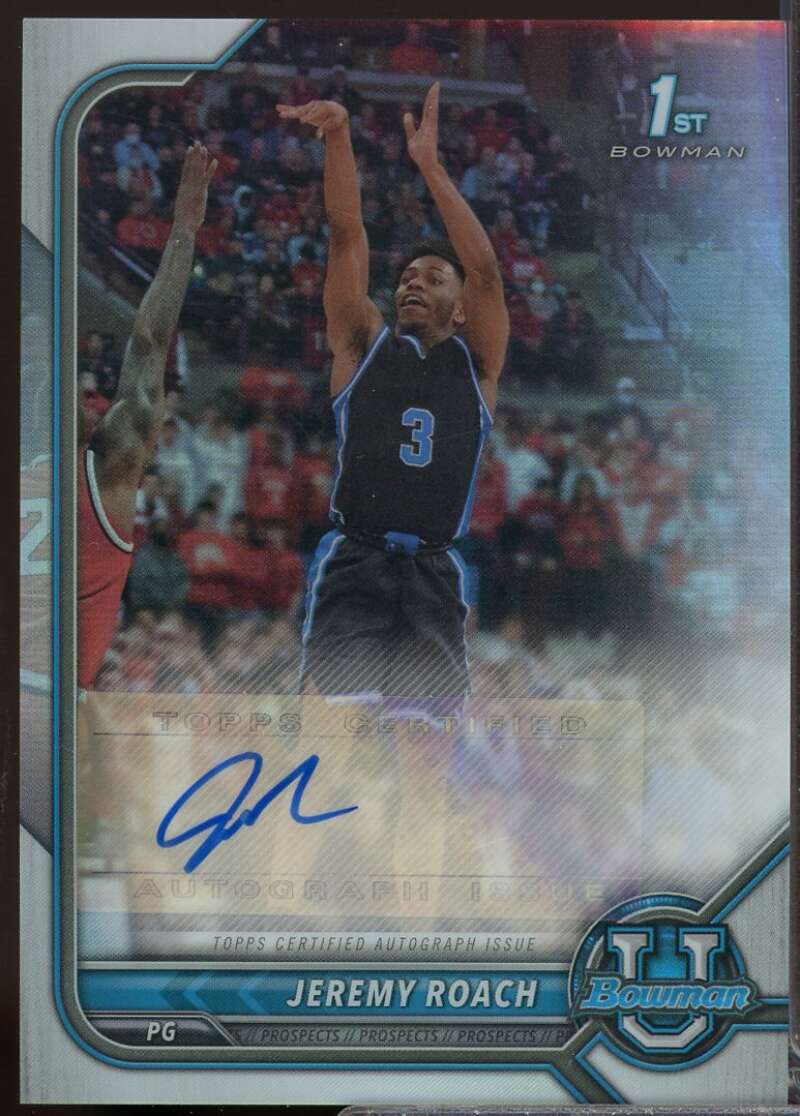 Jeremy Roach Card 2021-22 Bowman Chrome University Autographs #BCPAJRO  Image 1