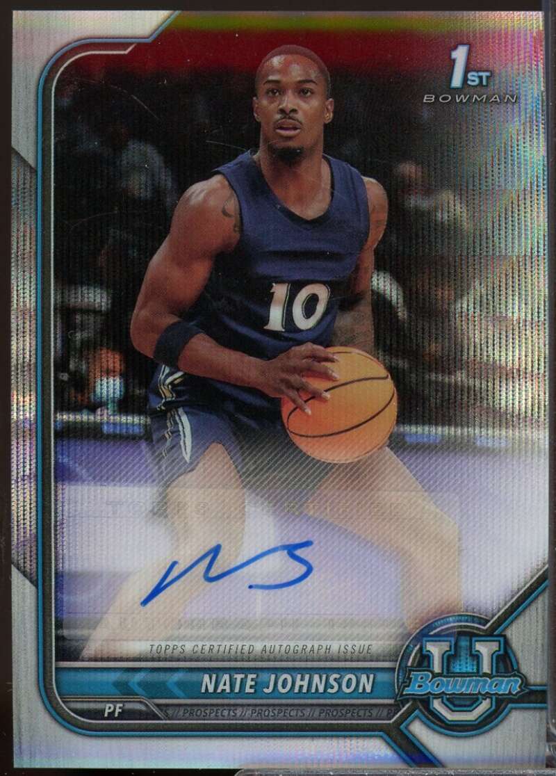 Nate Johnson 2021-22 Bowman Chrome University Autograph Lava Refractors #BCPANJ  Image 1