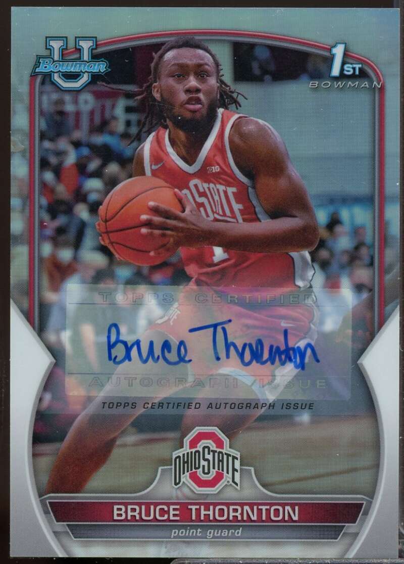 Bruce Thornton 2022-23 Bowman Chrome University Prospect Autograph Refractor #70  Image 1
