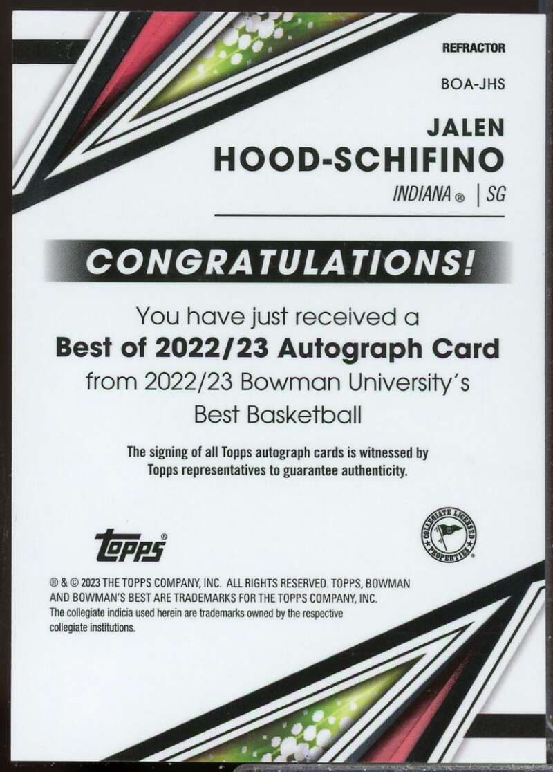 Jalen Hood-Schifino 2022-23 Bowman's Best University 22 Auto Refractor #JHS  Image 2