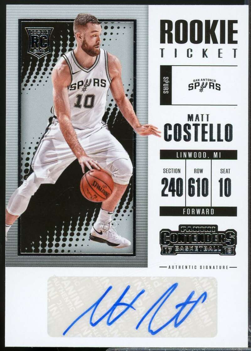 Matt Costello 2017-18 Panini Contenders Rookie Season Ticket Retail Auto #9  Image 1