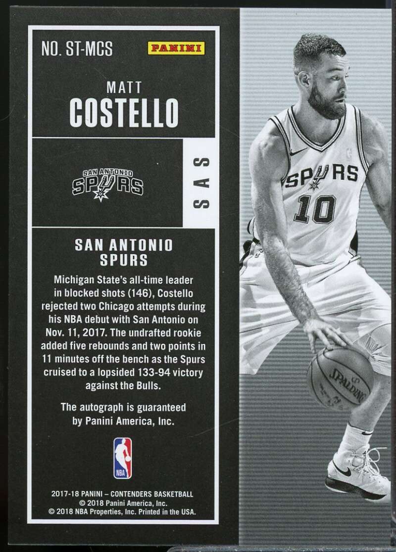 Matt Costello 2017-18 Panini Contenders Rookie Season Ticket Retail Auto #9  Image 2