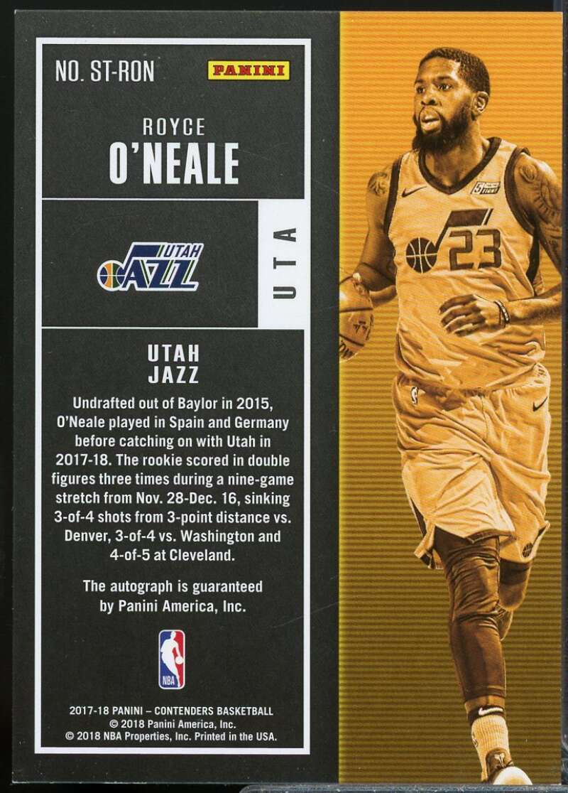 Royce O'Neale 2017-18 Contenders Rookie Season Ticket Retail Autographs #49  Image 2