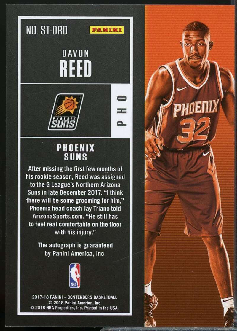 Davon Reed 2017-18 Panini Contenders Rookie Season Ticket Retail Autographs #10  Image 2