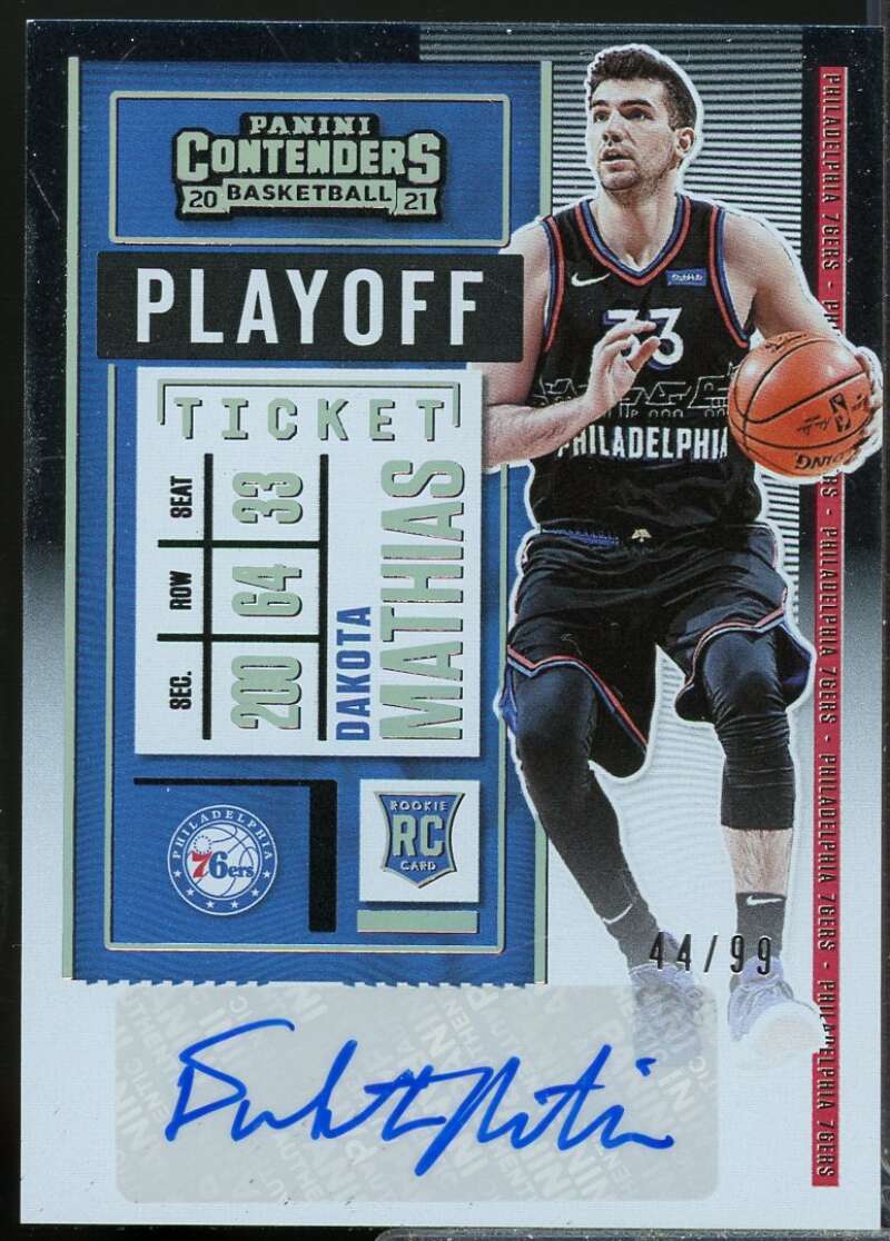 Dakota Mathias Rookie 2020-21 Panini Contenders Autograph Playoff Ticket #151  Image 1