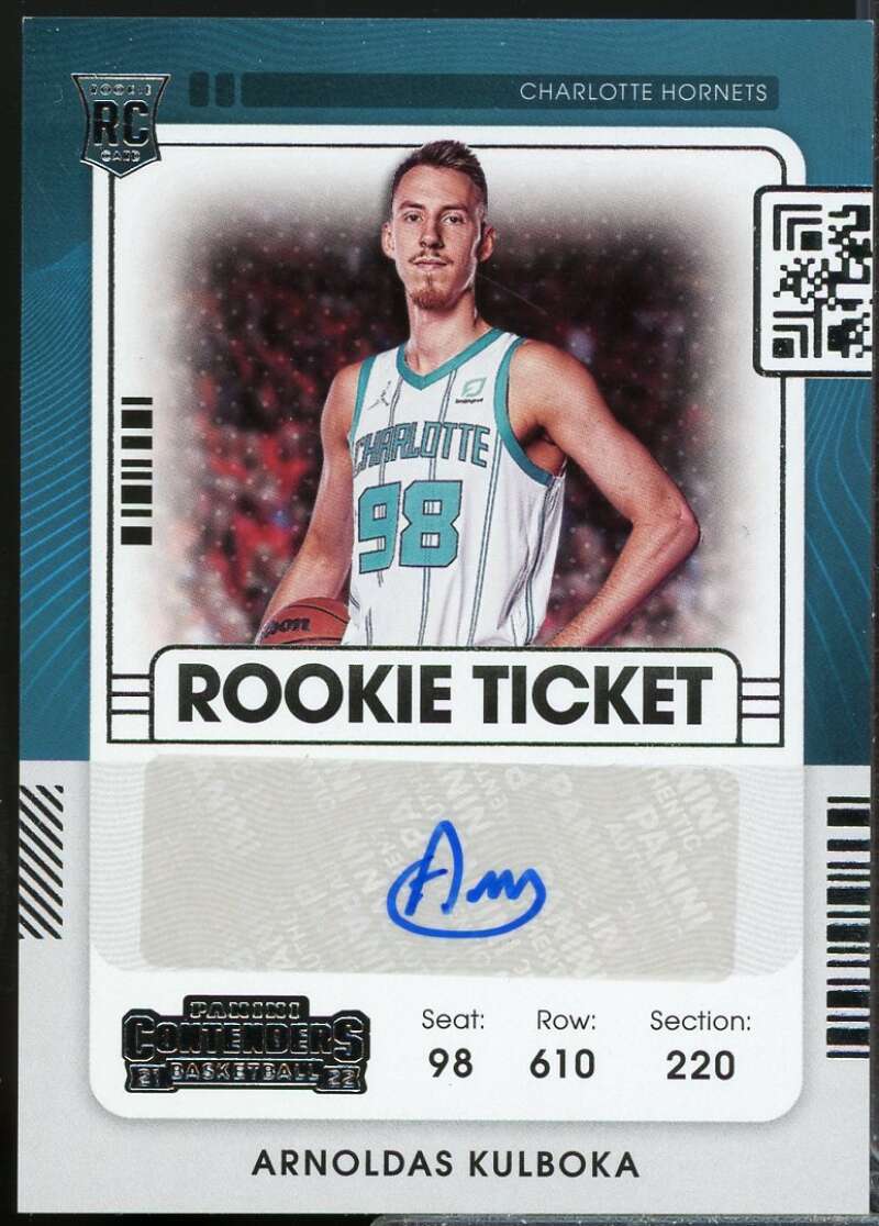 Arnoldas Kulboka Rookie Card 2021-22 Panini Contenders Autograph #154  Image 1