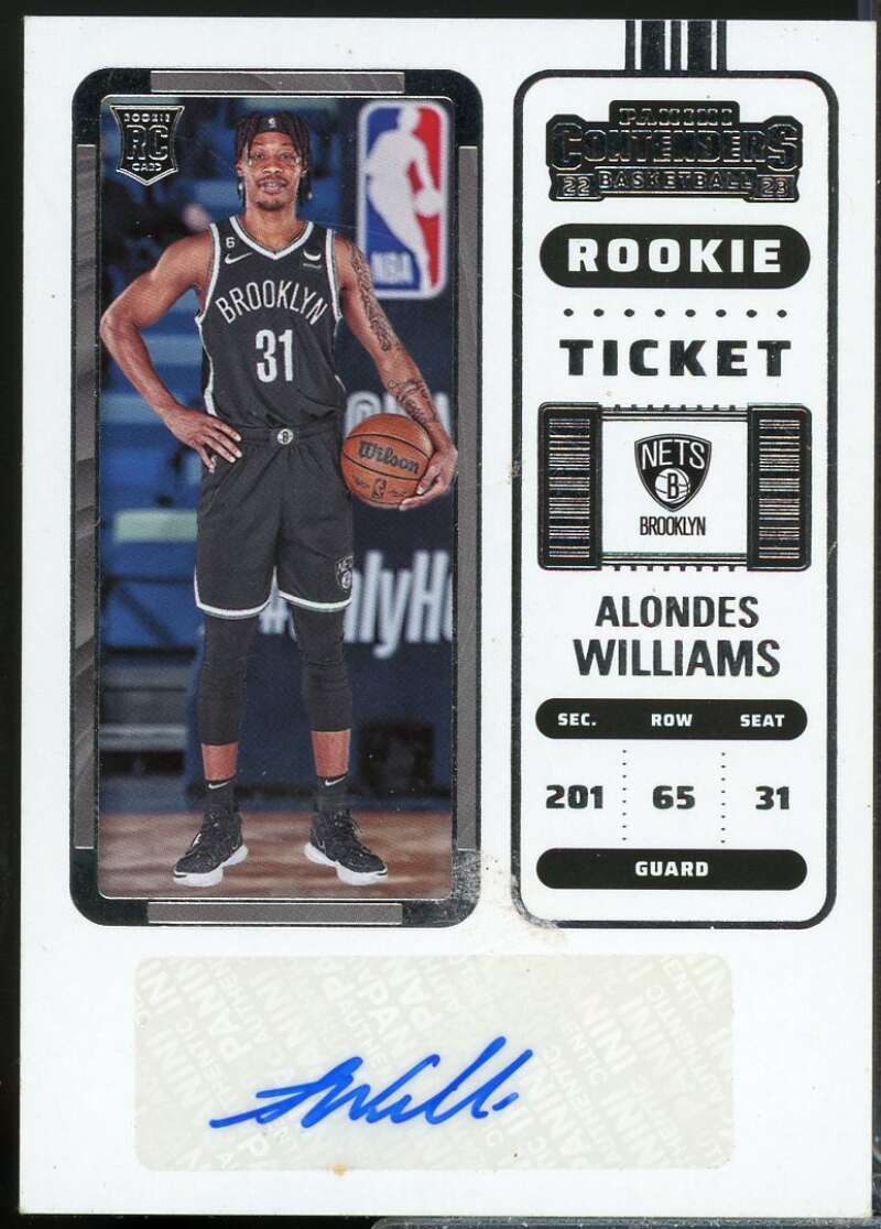 Alondes Williams Rookie Card 2022-23 Panini Contenders Autograph #159  Image 1