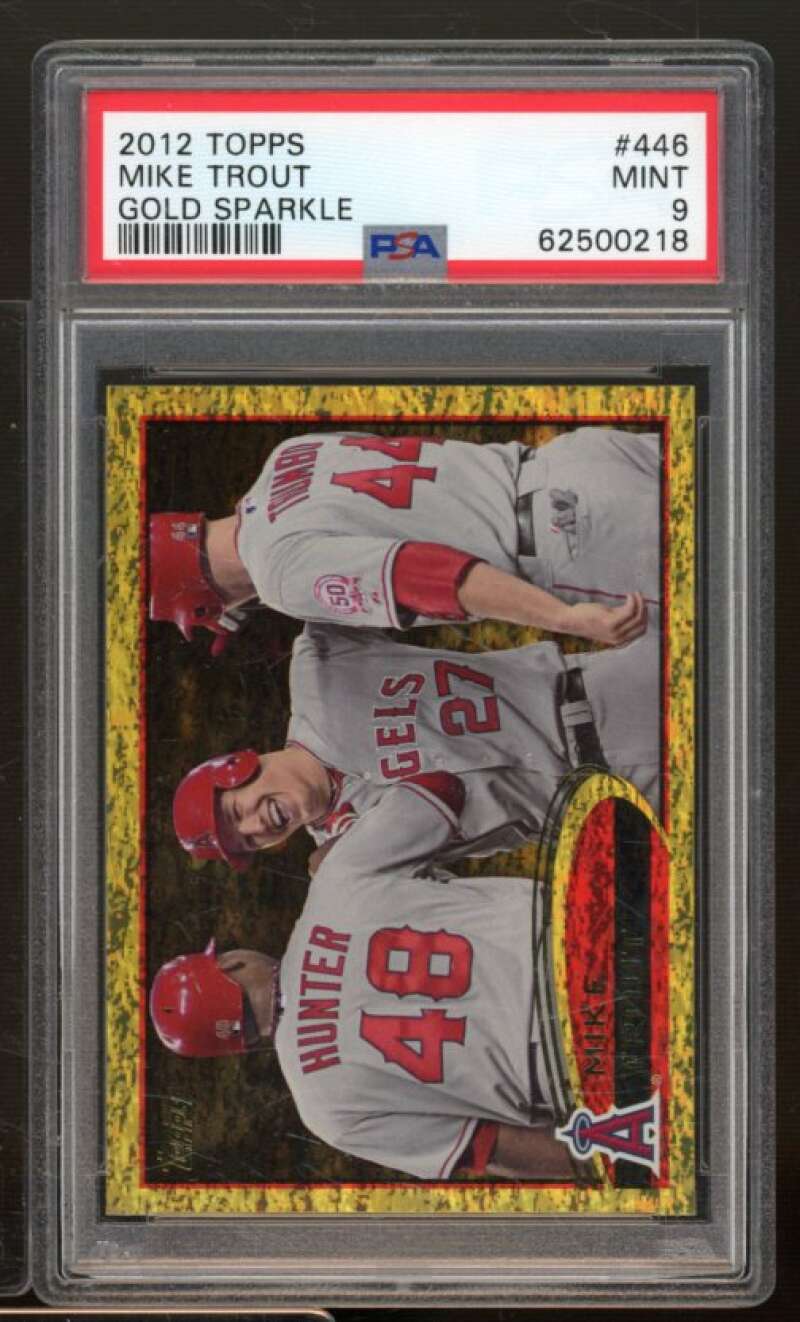 Mike Trout Card 2012 Topps Gold Sparkle #446 PSA 9 Image 1