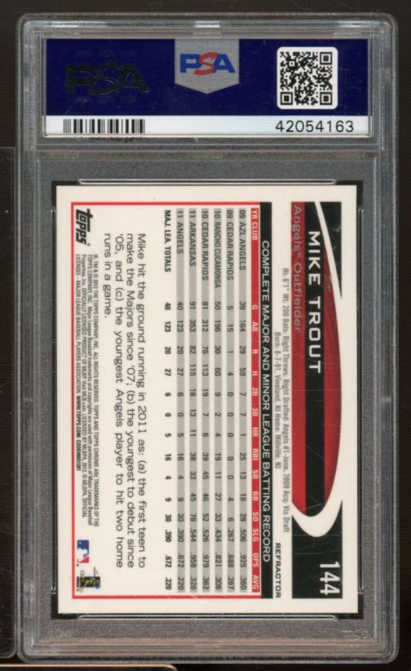 Mike Trout Card 2012 Topps Chrome Purple Refractor #144 PSA 9 Image 2