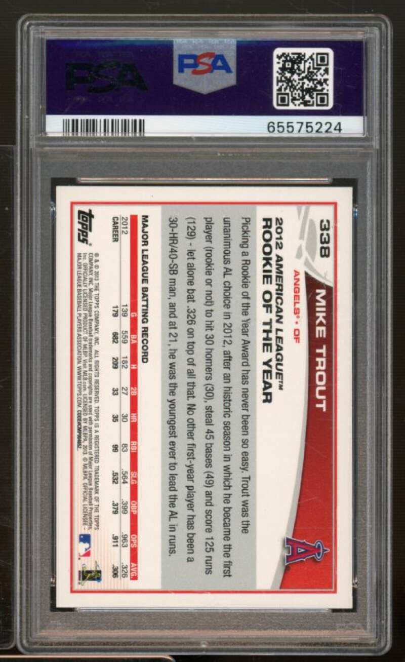Mike Trout Card 2013 Topps Emerald #338 PSA 9 Image 2