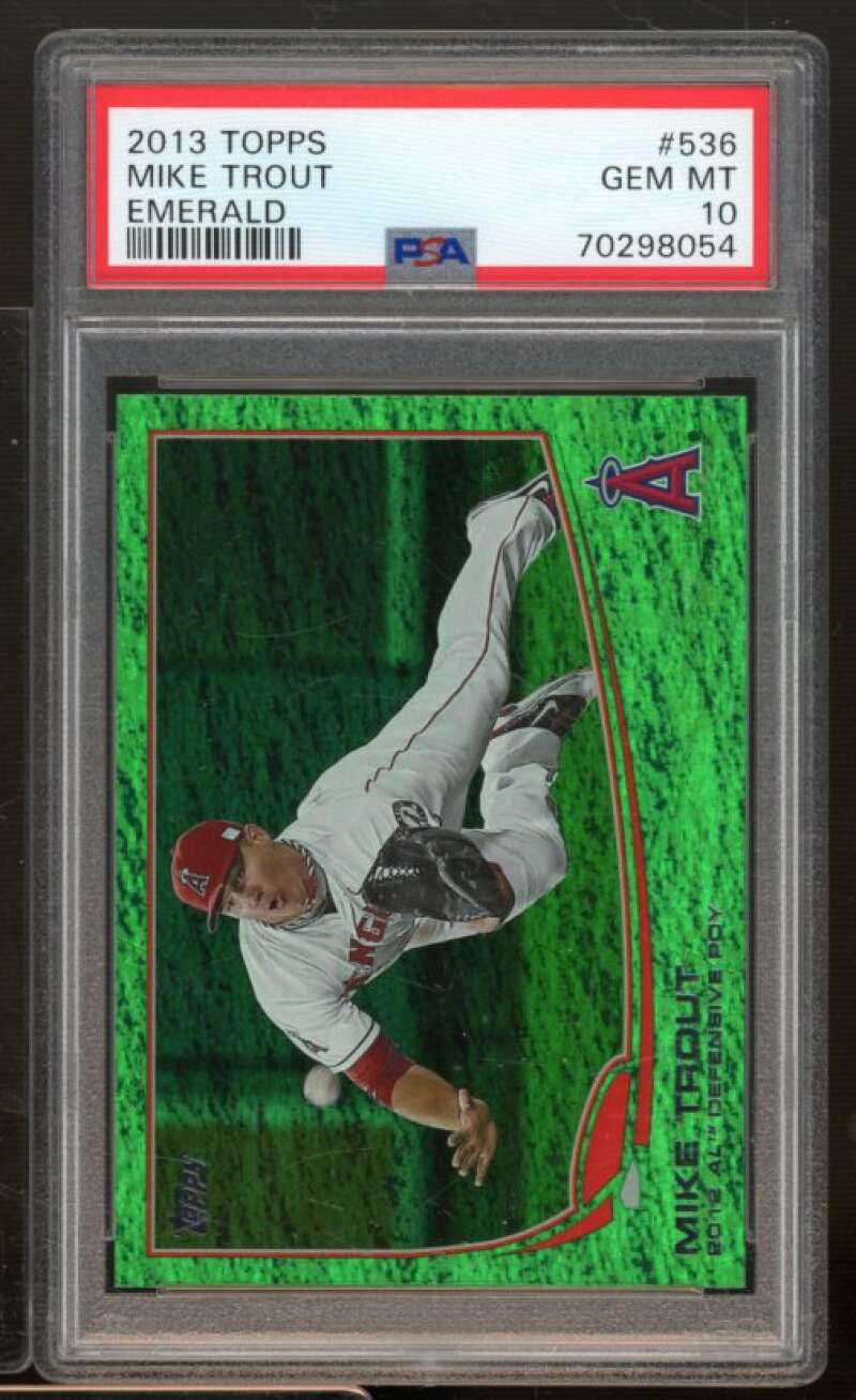 Mike Trout Card 2013 Topps Emerald #536 PSA 10 Image 1