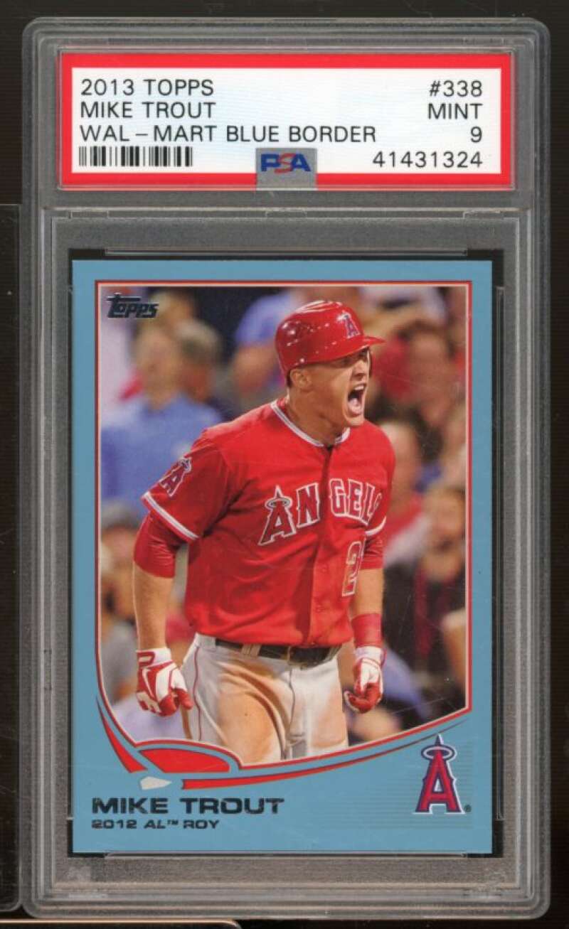 Mike Trout Card 2013 Topps Wal-Mart Blue Border #338 PSA 9 Image 1