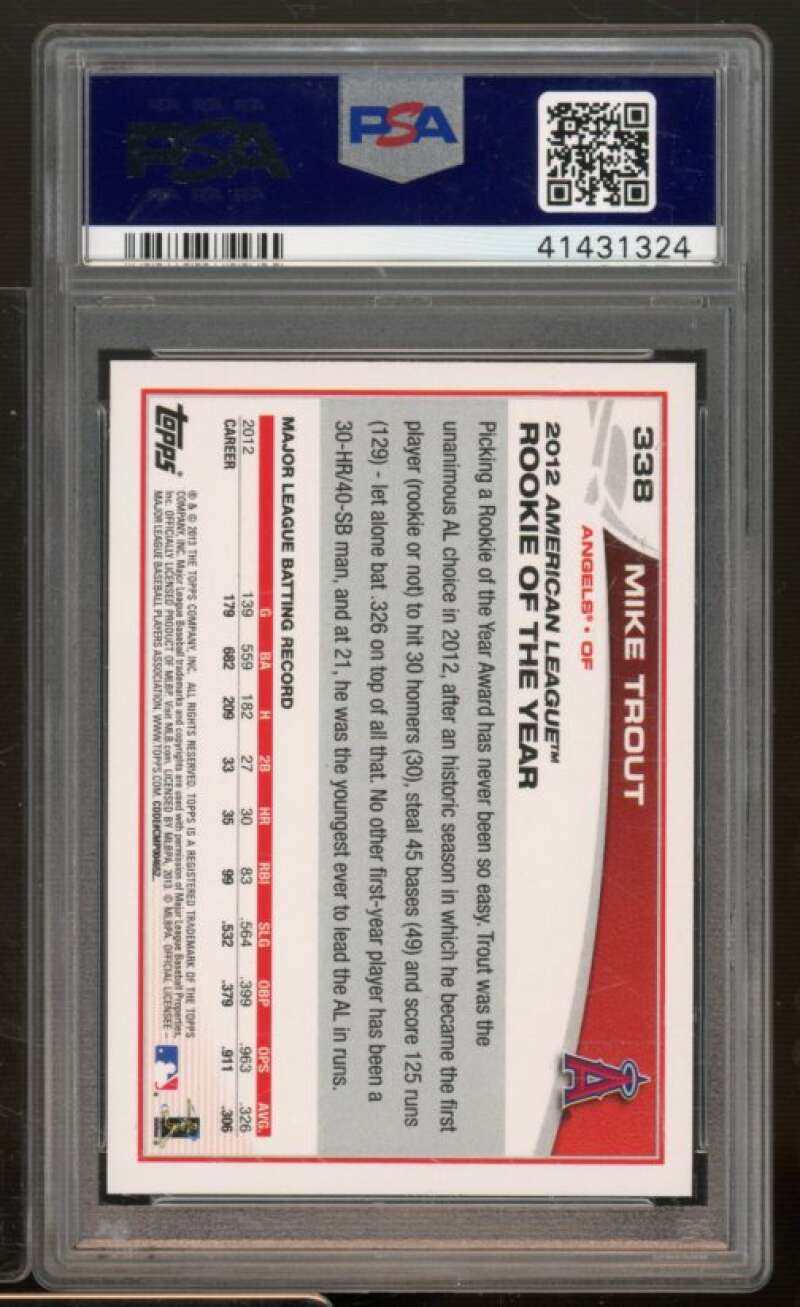 Mike Trout Card 2013 Topps Wal-Mart Blue Border #338 PSA 9 Image 2
