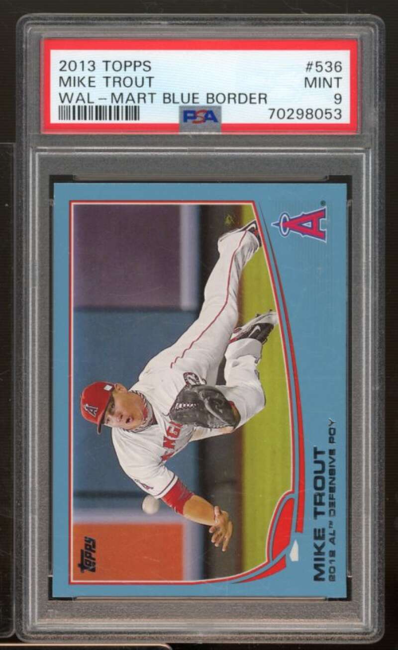 Mike Trout Card 2013 Topps Wal-Mart Blue Border #536 PSA 9 Image 1