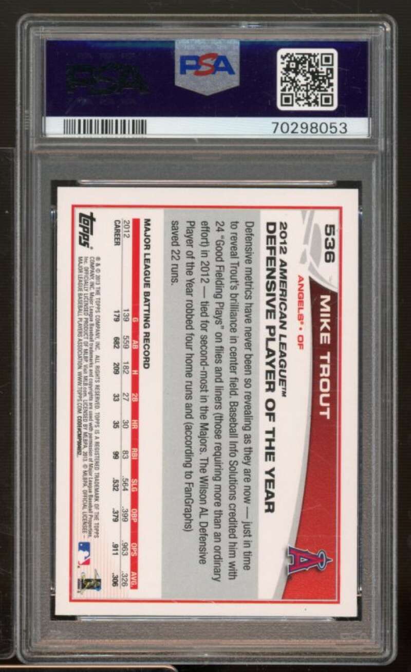 Mike Trout Card 2013 Topps Wal-Mart Blue Border #536 PSA 9 Image 2