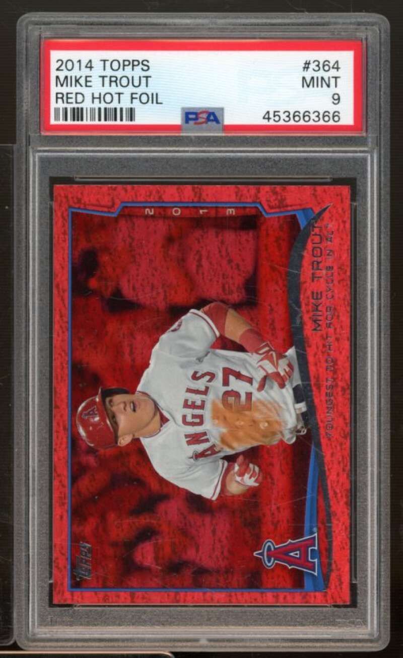 Mike Trout Card 2014 Topps Red Hot Foil #364 PSA 9 Image 1