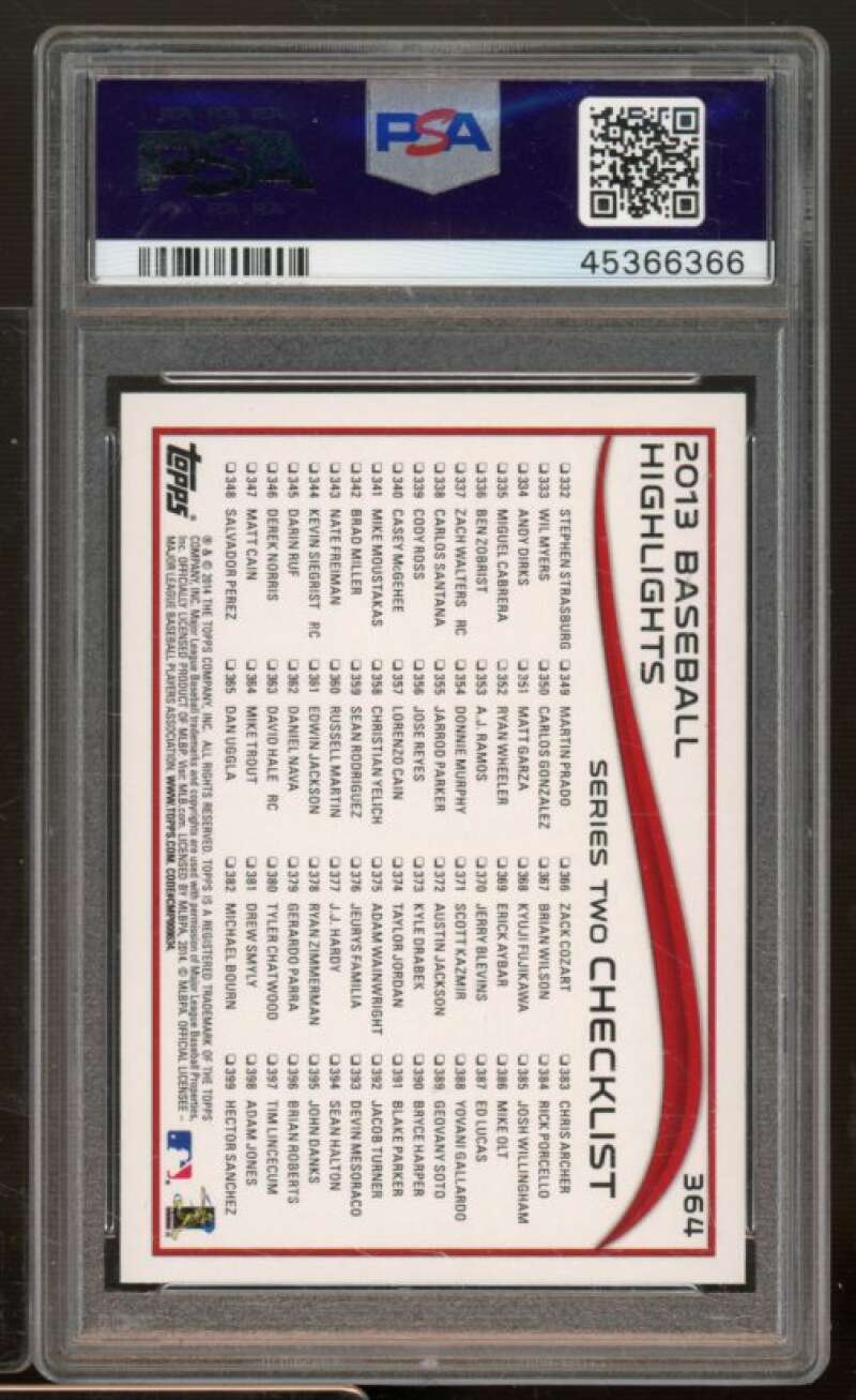 Mike Trout Card 2014 Topps Red Hot Foil #364 PSA 9 Image 2