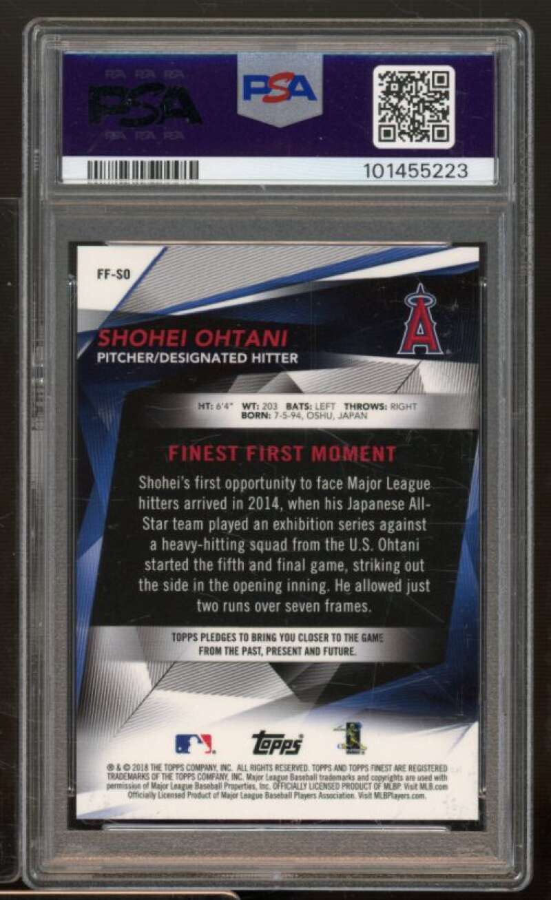 Shohei Ohtani Rookie Card 2018 Finest Finest Firsts #FF-SO PSA 10 Image 2