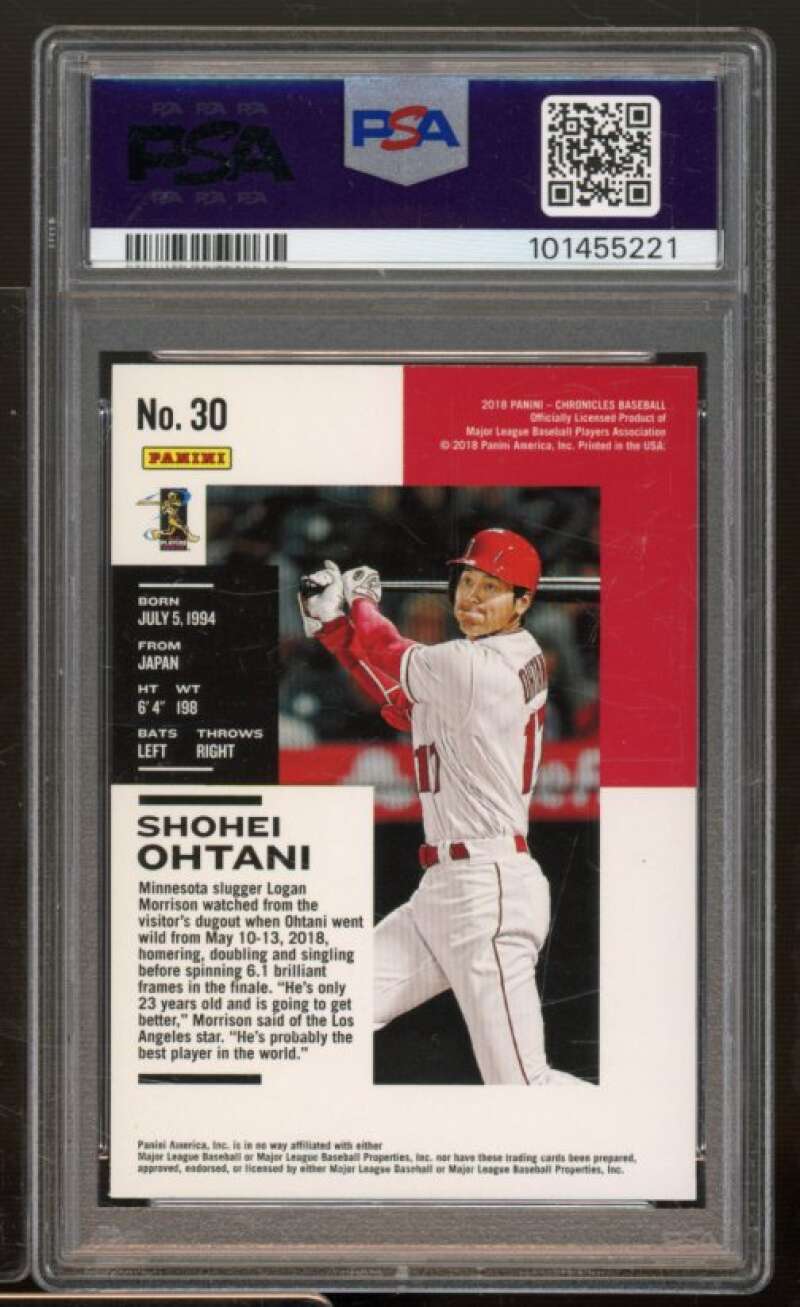 Shohei Ohtani Rookie Card 2018 Panini Chronicles #30 PSA 9 Image 2