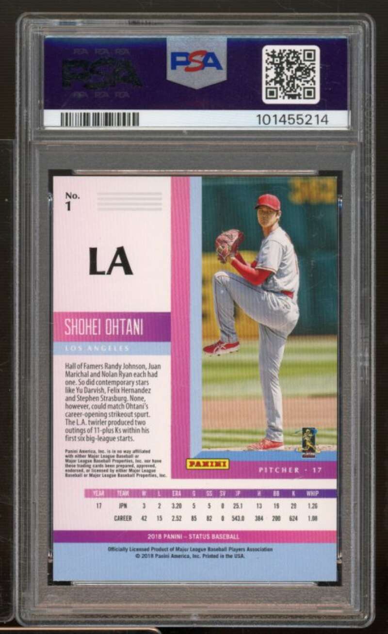 Shohei Ohtani Rookie Card 2018 Panini Chronicles Status #1 PSA 9 Image 2
