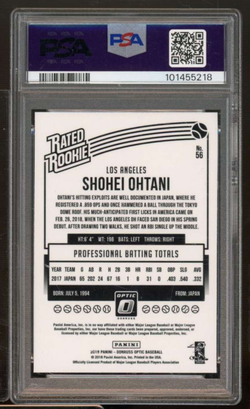 Shohei Ohtani Rookie Card 2018 Panini Donruss Optic Variation #56 PSA 10 Image 2