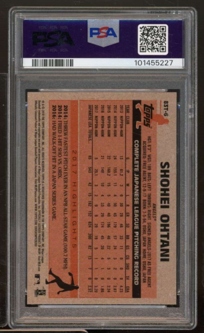 Shohei Ohtani Rookie Card 2018 Topps Chrome 1983 Topps #83T-6 PSA 9 Image 2