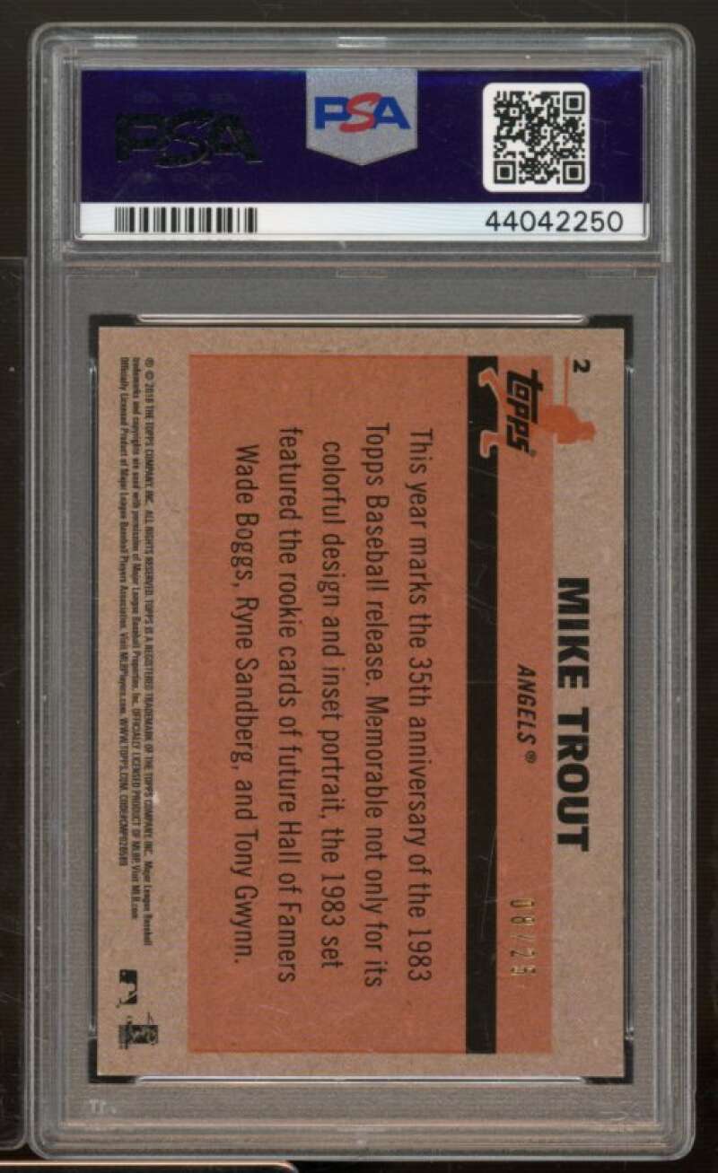 Mike Trout Card 2018 Topps Silver Pack 83 Chrome Promo Orange Refractor #2 PSA 9 Image 2