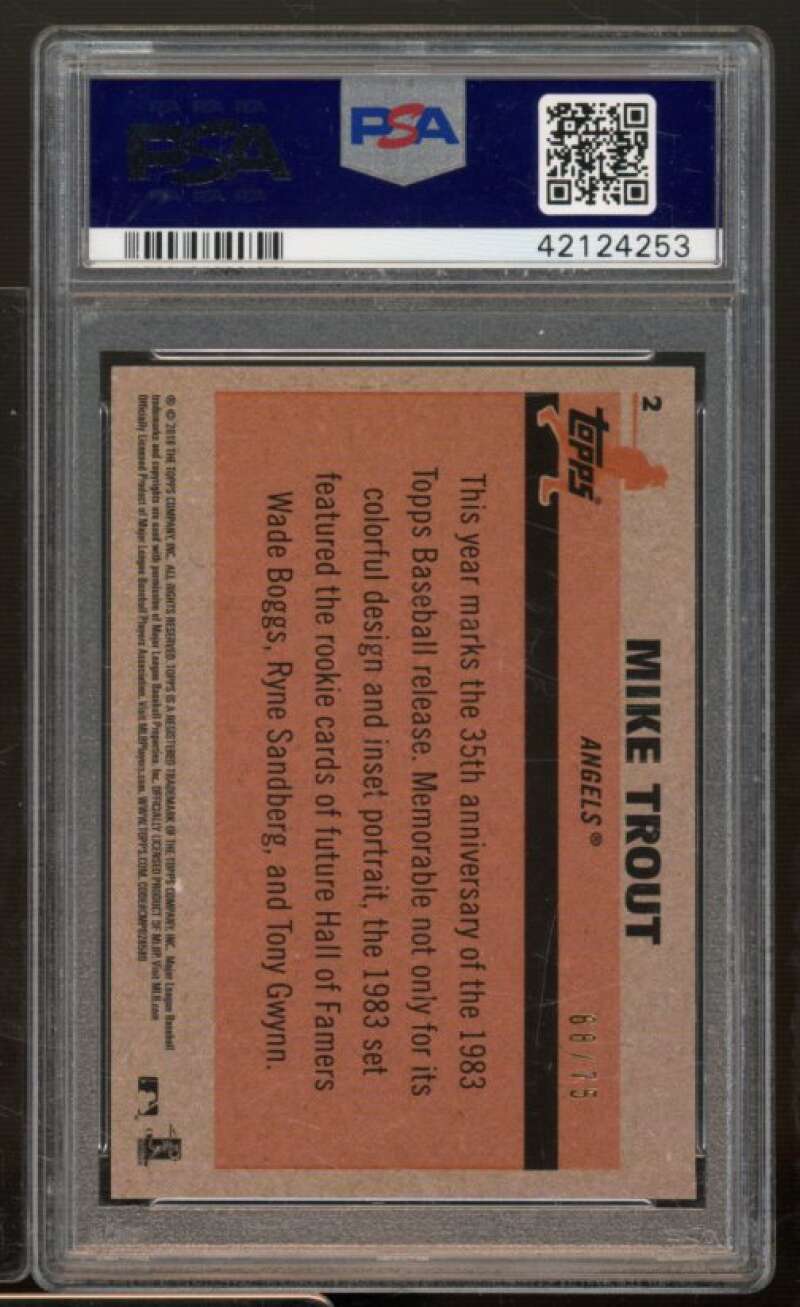 Mike Trout 2018 Topps Silver Pack 83 Chrome Promo Purple Refractor #2 PSA 10 Image 2