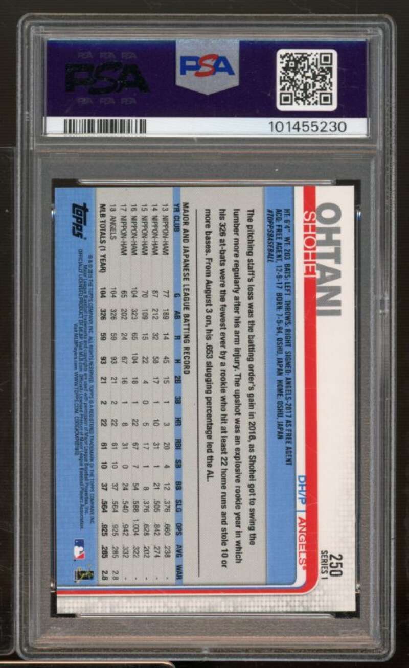 Shohei Ohtani Card 2019 Topps #250 PSA 10 Image 2