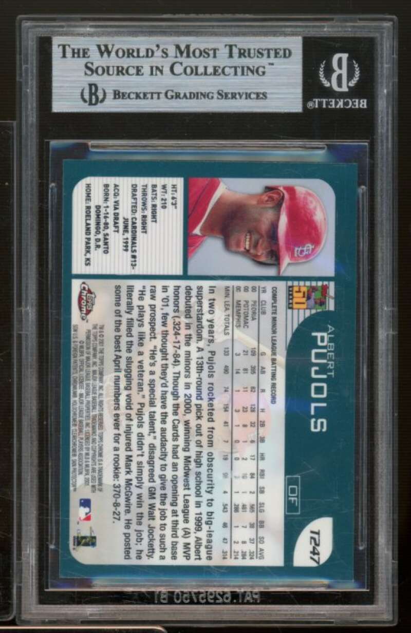 Albert Pujols Rookie Card 2001 Topps Traded Chrome #T247 BGS 8.5 Image 2