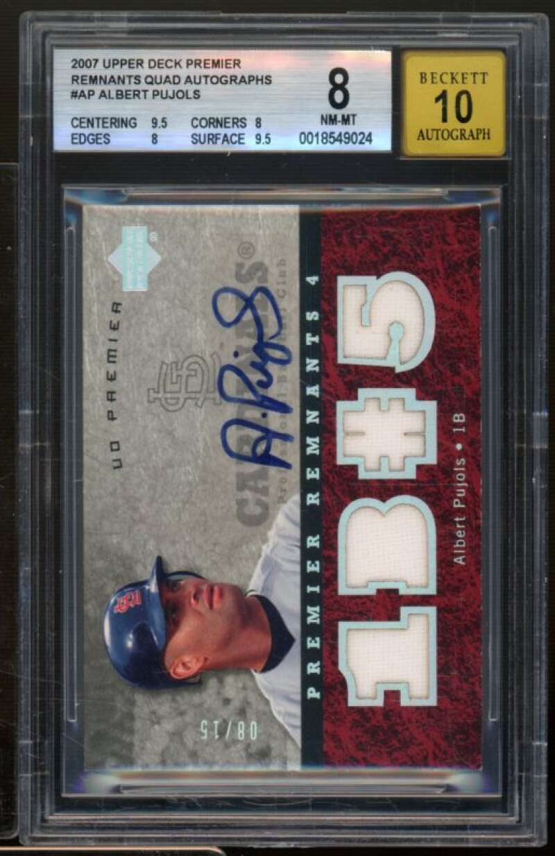 Albert Pujols Card 2007 Upper Deck Premier Quad Autographs (8/15) #Ap BGS 8.5 Image 1