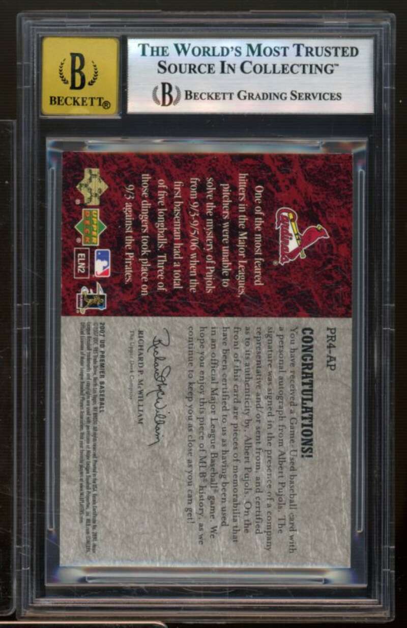 Albert Pujols Card 2007 Upper Deck Premier Quad Autographs (8/15) #Ap BGS 8.5 Image 2