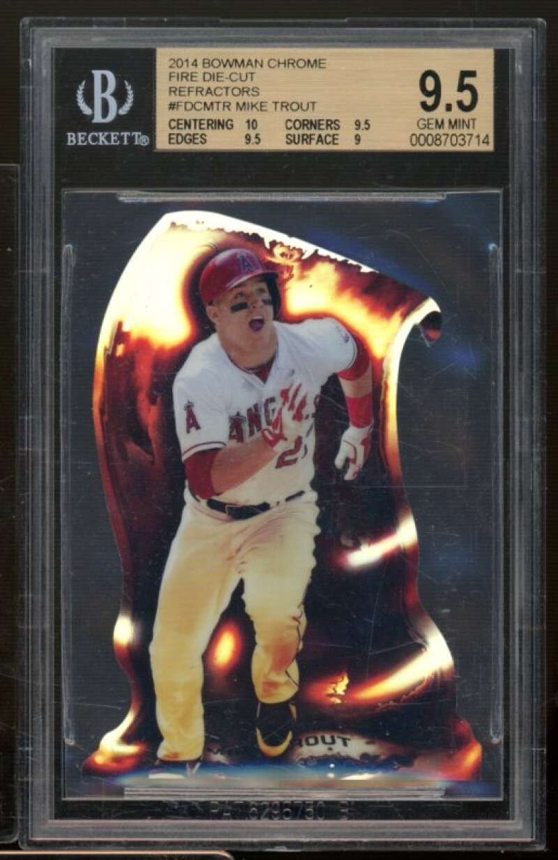 Mike Trout Card 2014 Bowman Chrome Fire Dic-Cut Refractors #FDCMTR BGS 9.5 Image 1