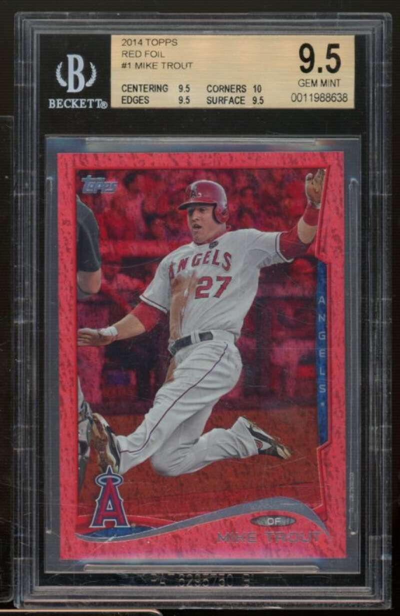 Mike Trout Card 2014 Topps Red Foil #1 BGS 9.5 Image 1