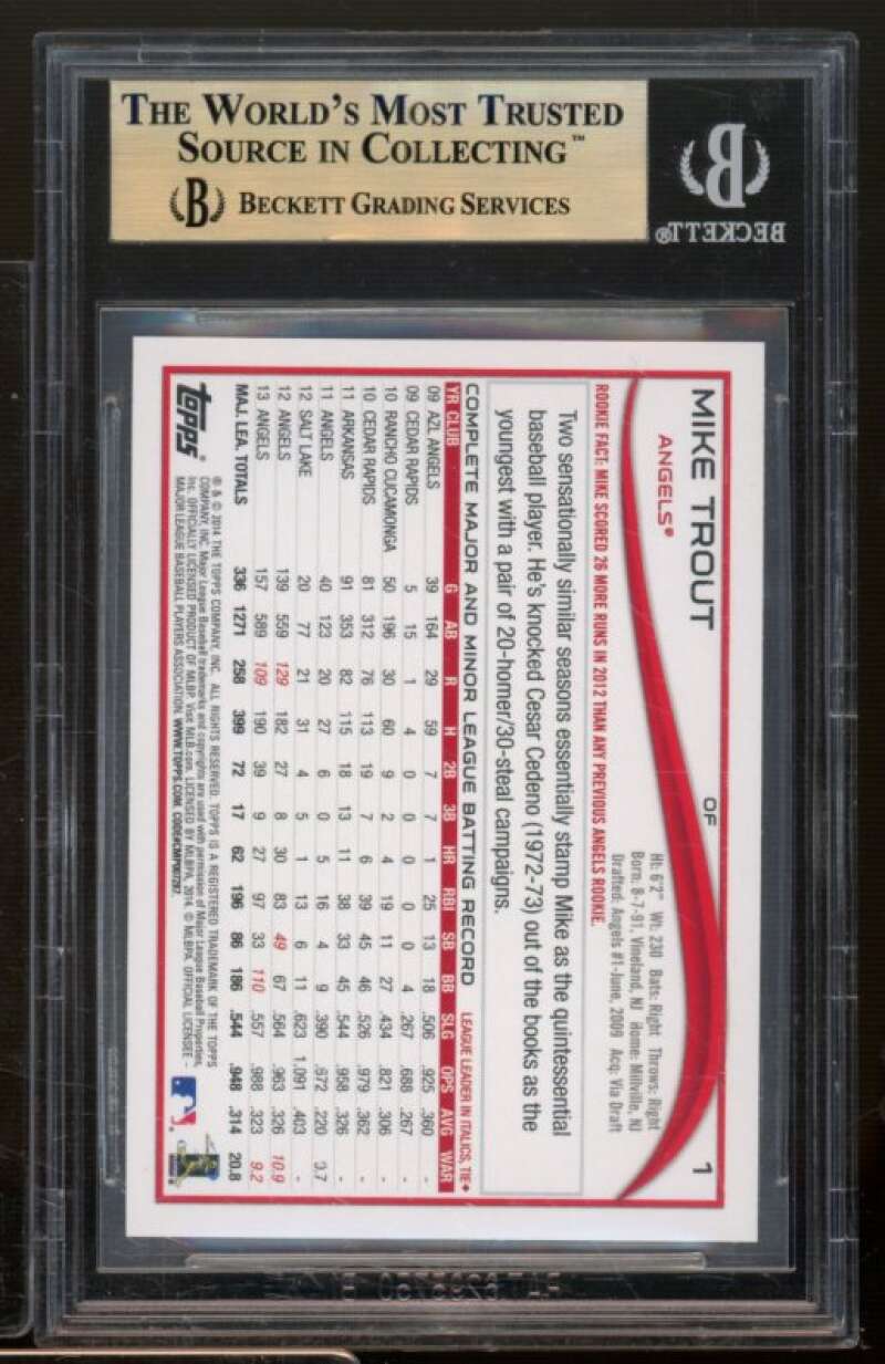 Mike Trout Card 2014 Topps Red Foil #1 BGS 9.5 Image 2