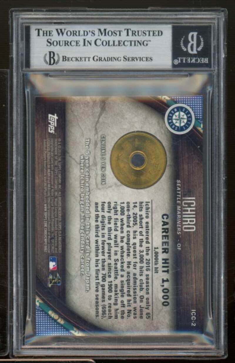 Ichiro Suzuki Card 2016 Topps Factory Set Coin RElic #Icc2 BGS 8.5 Image 2