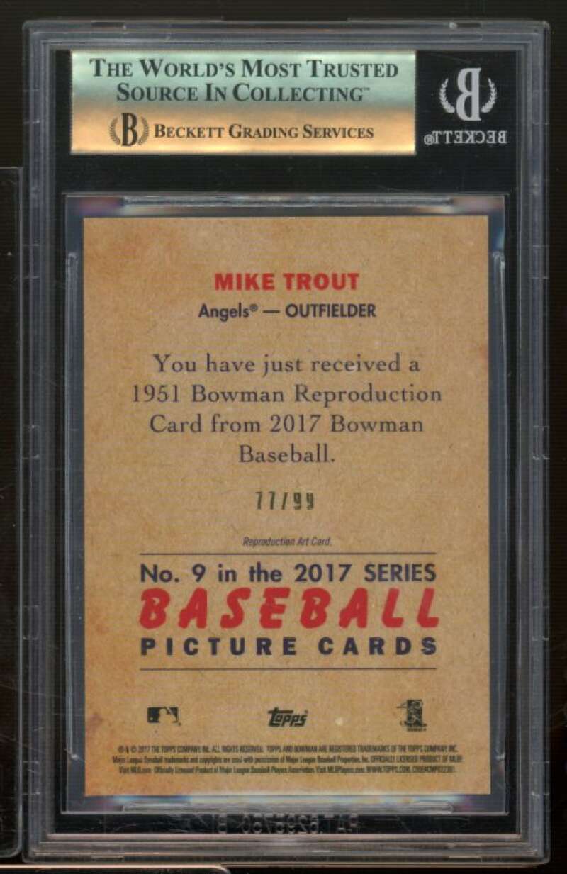 Mike Trout 2017 Bowman Chrome '51 Bowman Green Refractors (77/99) #9 BGS 9.5 Image 2