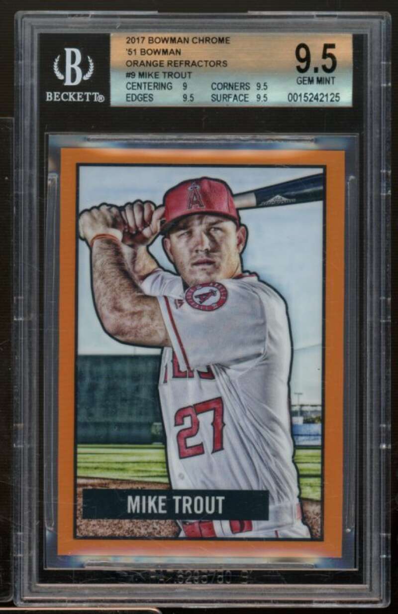 Mike Trout 2017 Bowman Chrome '51 Bowman Orange Refractors (11/25) #9 BGS 9.5 Image 1