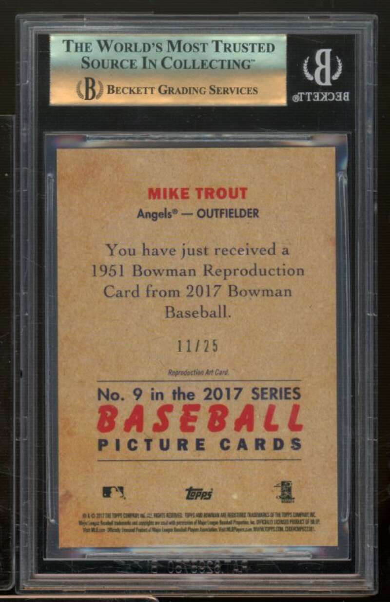 Mike Trout 2017 Bowman Chrome '51 Bowman Orange Refractors (11/25) #9 BGS 9.5 Image 2