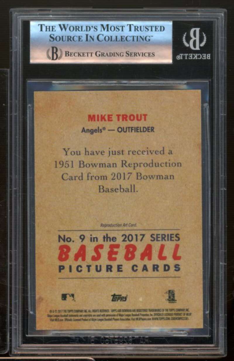 Mike Trout Card 2017 Bowman Chrome '51 Bowman Refractors #9 BGS 9 Image 2
